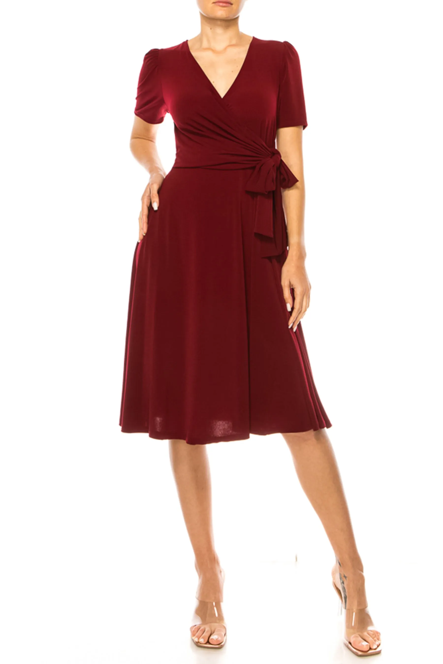 Women's Stylish Solid Faux Wrap Dress