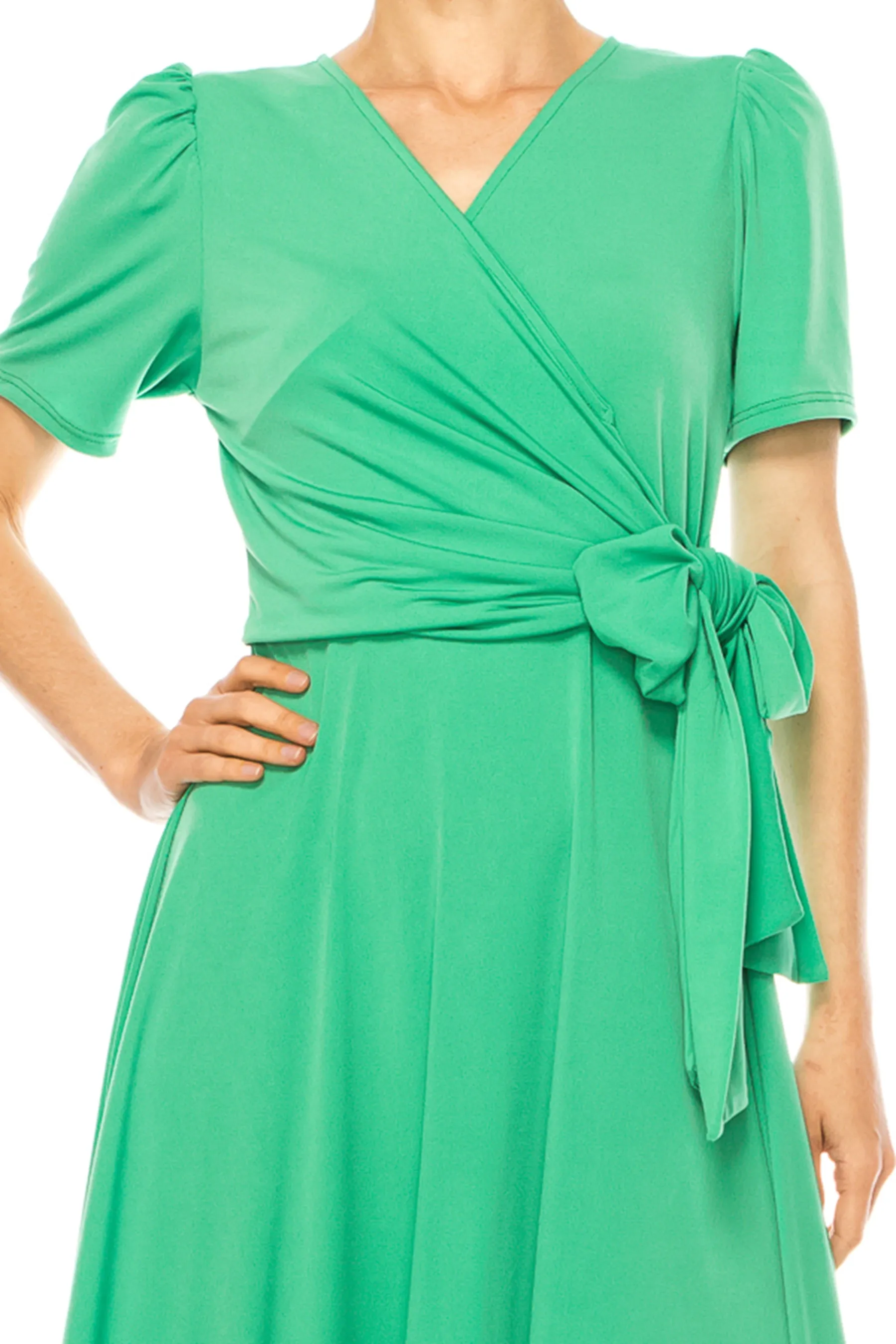 Women's Stylish Solid Faux Wrap Dress
