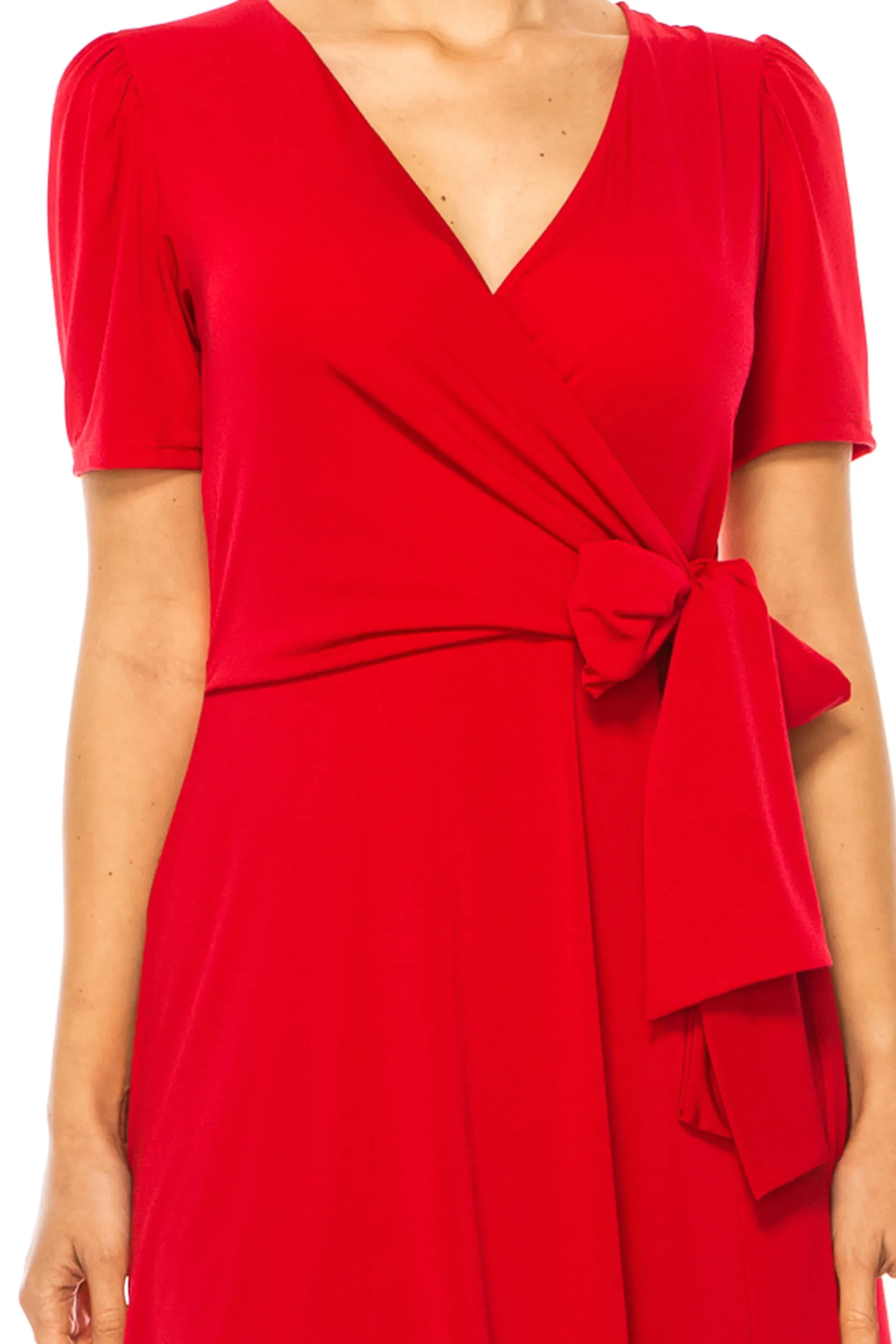 Women's Stylish Solid Faux Wrap Dress