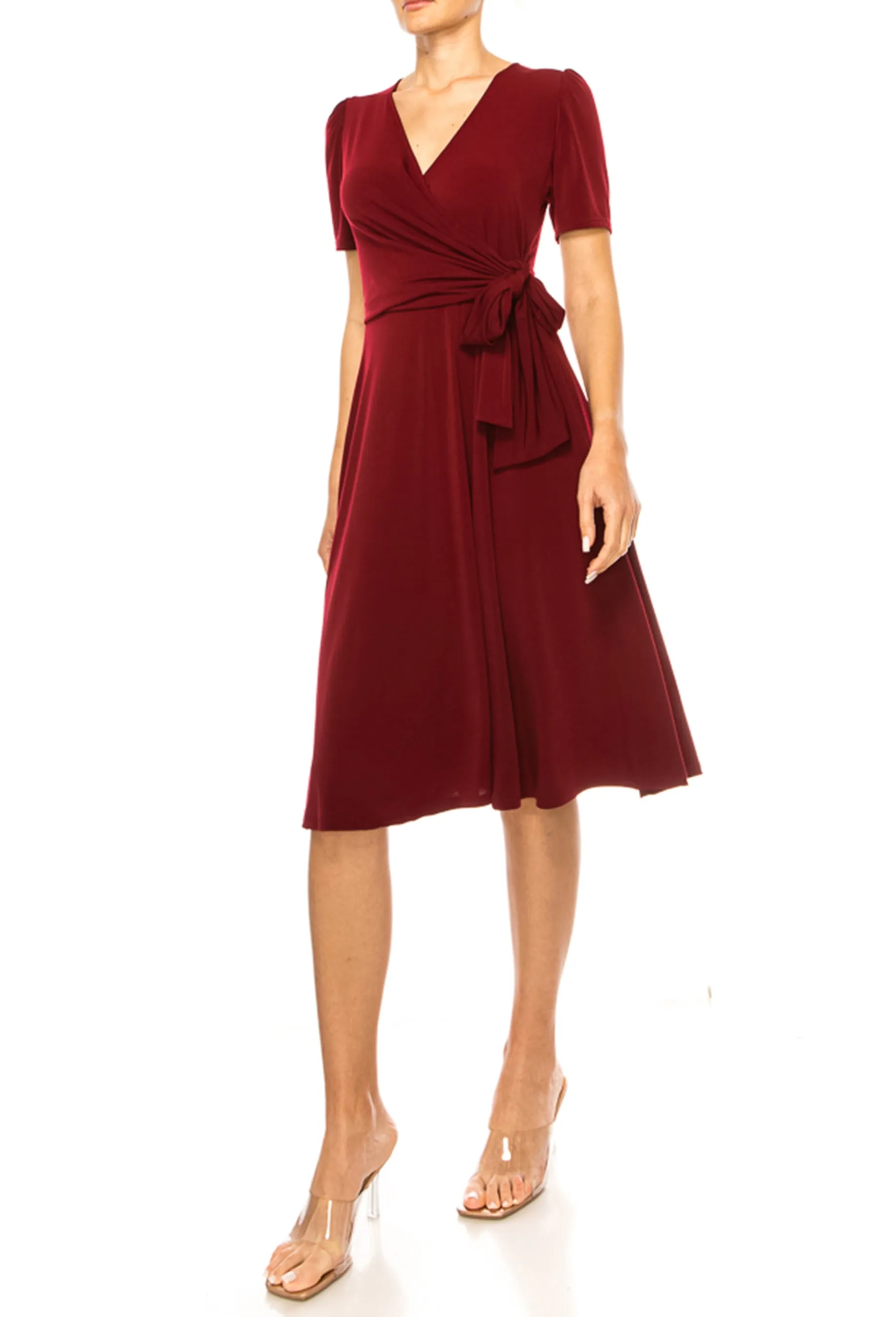 Women's Stylish Solid Faux Wrap Dress