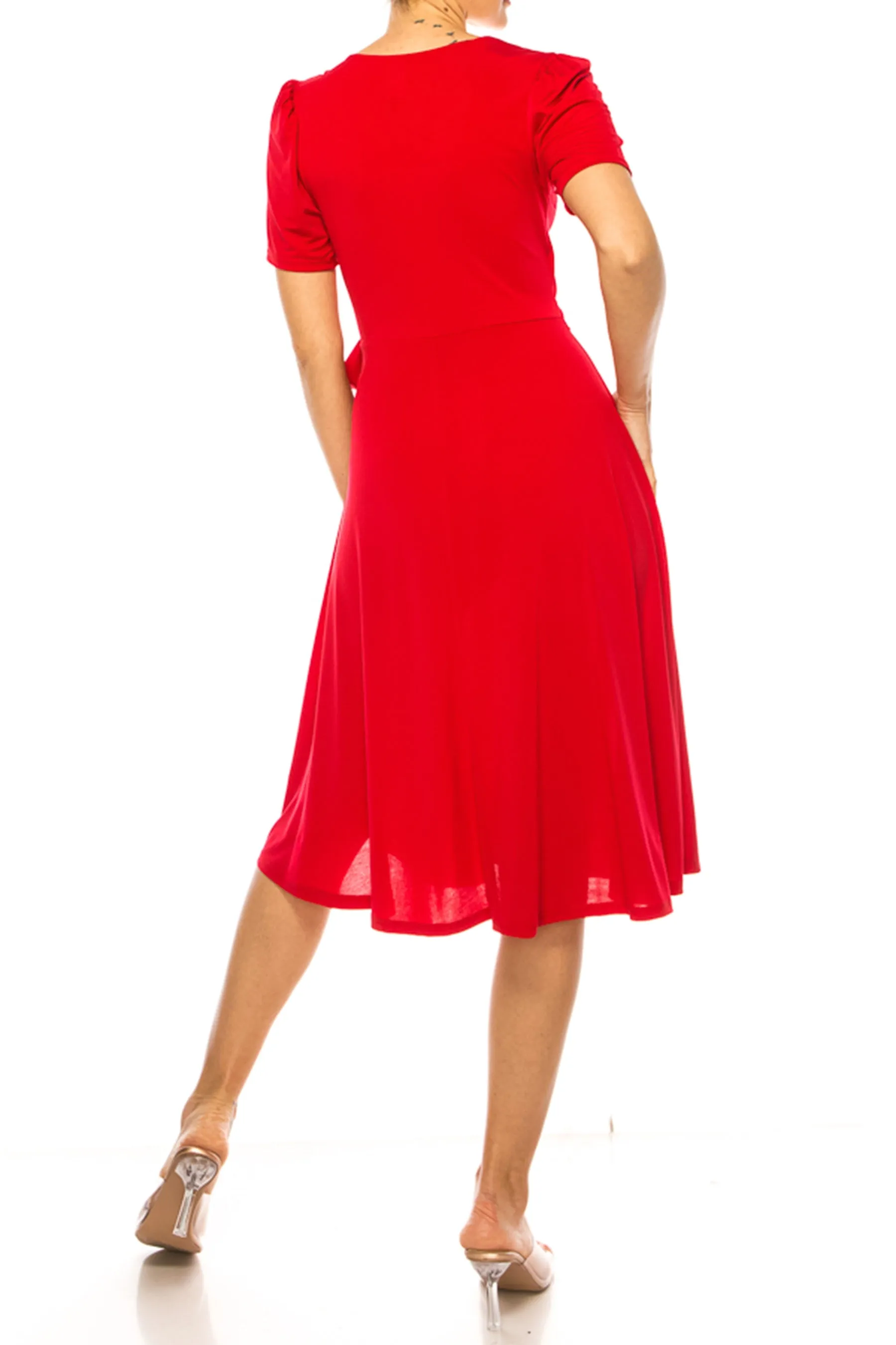 Women's Stylish Solid Faux Wrap Dress