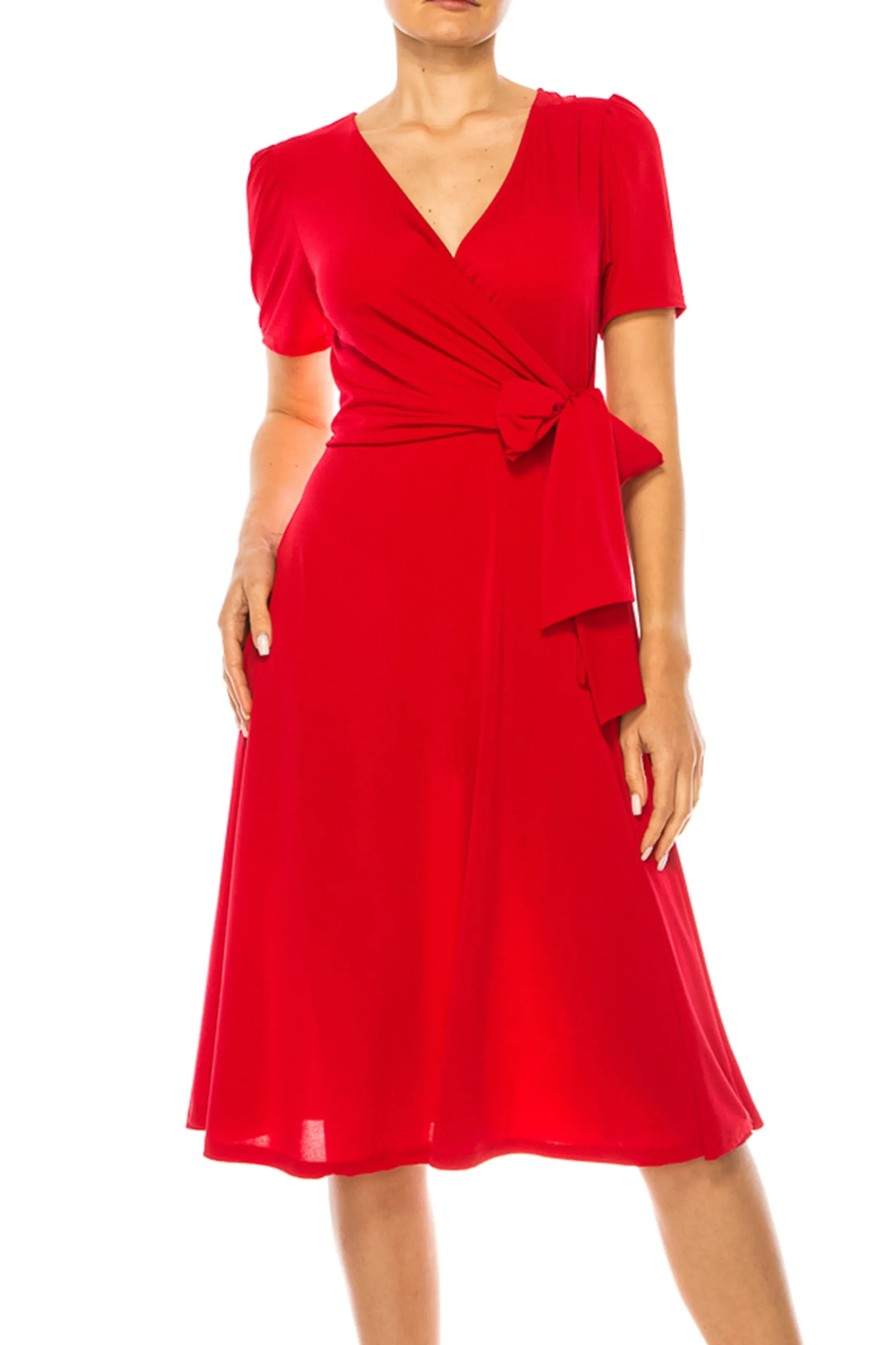 Women's Stylish Solid Faux Wrap Dress