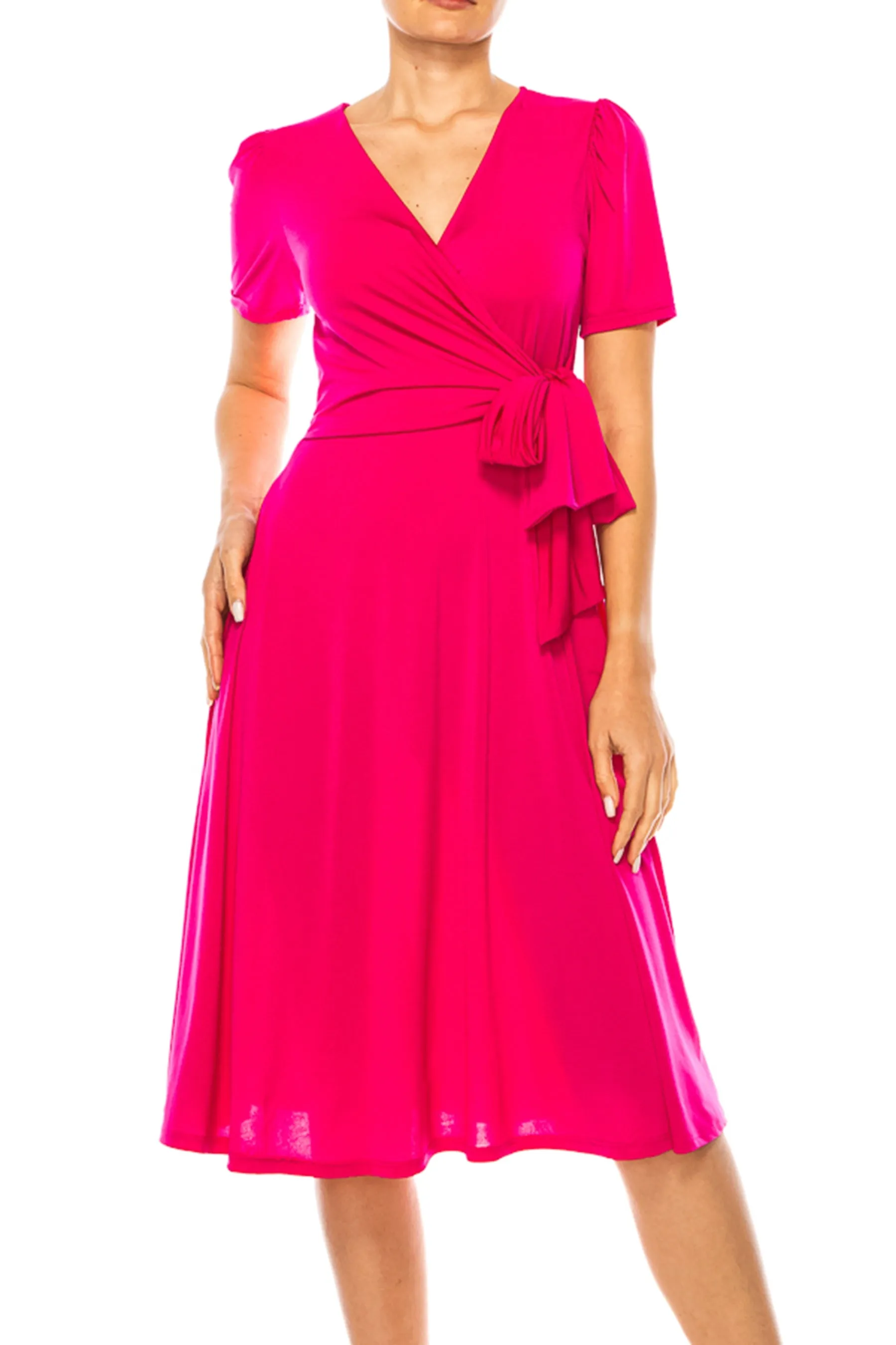 Women's Stylish Solid Faux Wrap Dress