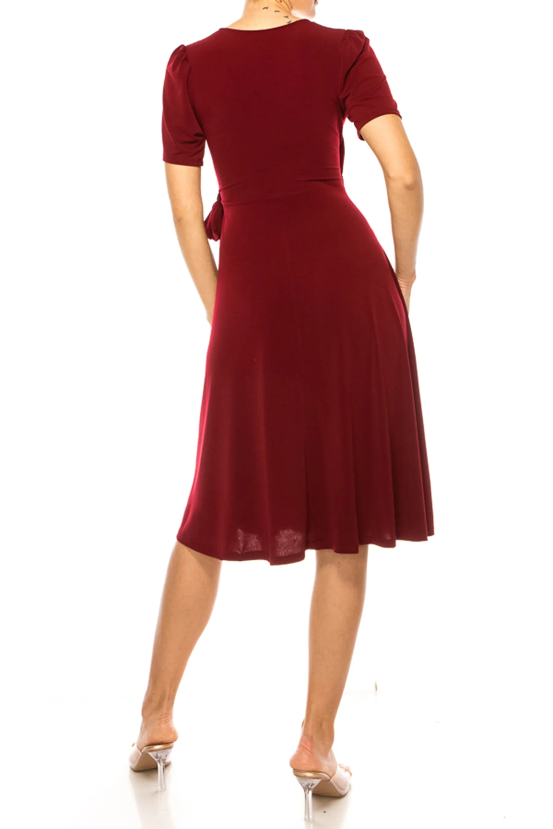 Women's Stylish Solid Faux Wrap Dress