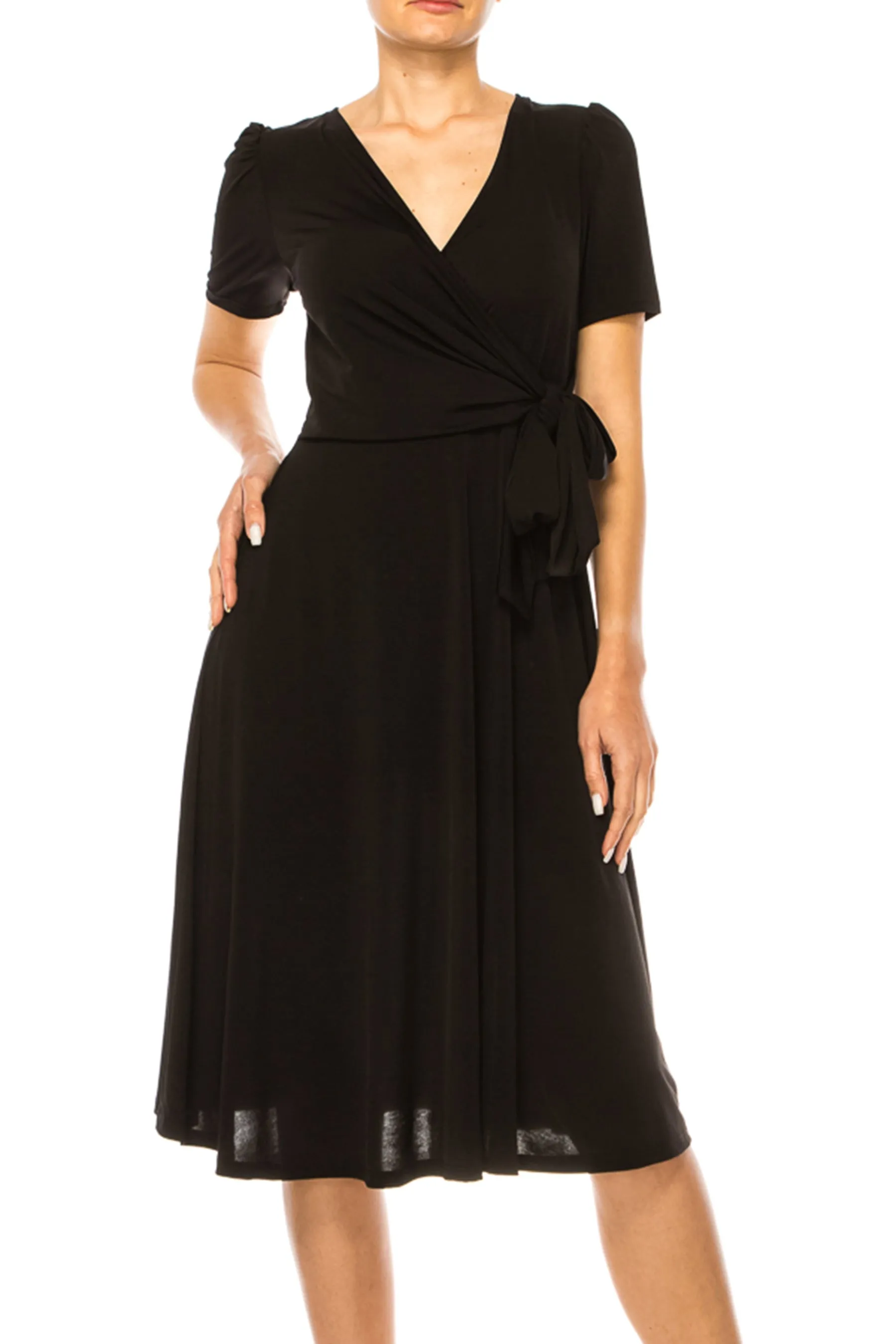 Women's Stylish Solid Faux Wrap Dress