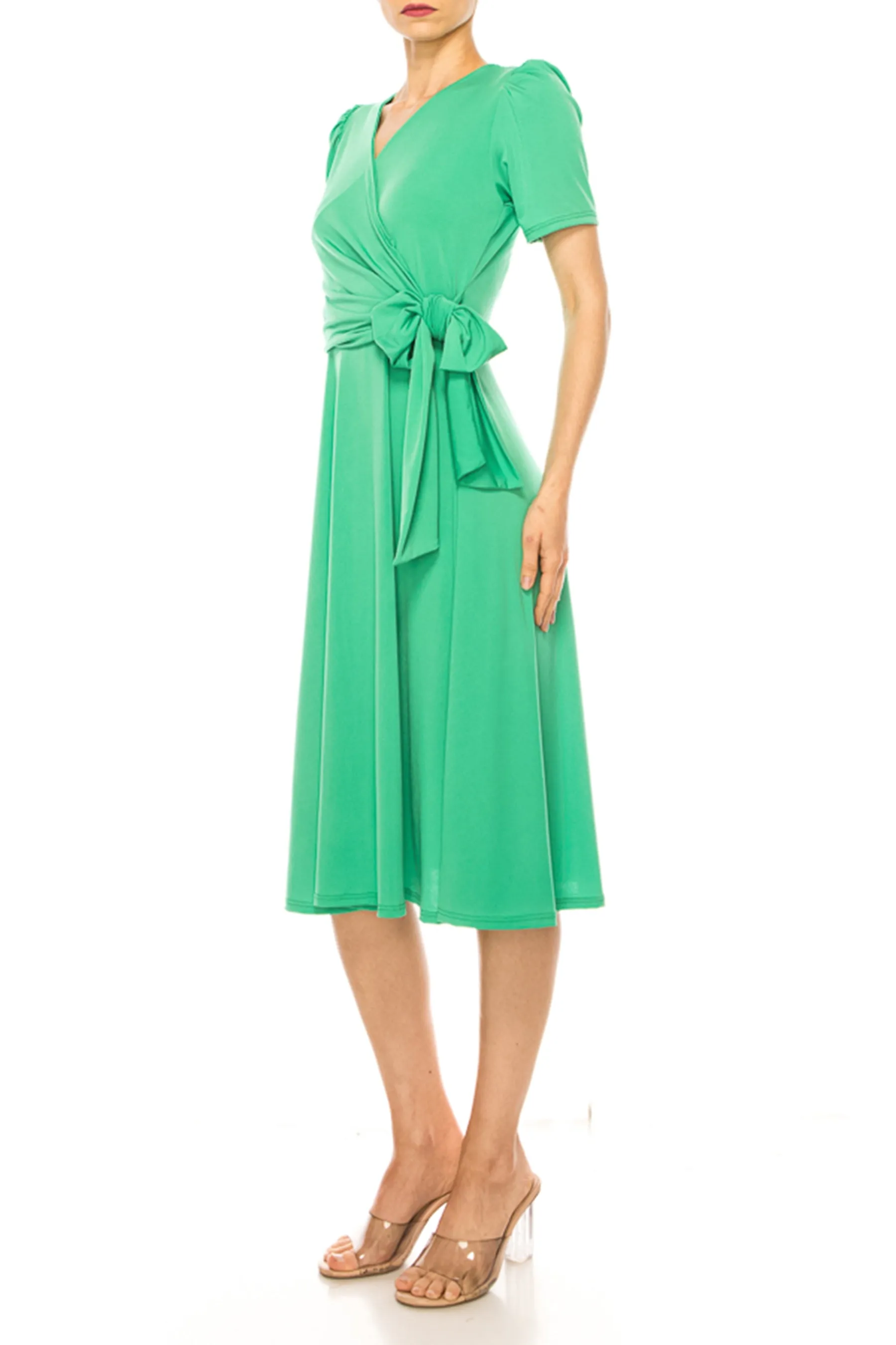 Women's Stylish Solid Faux Wrap Dress