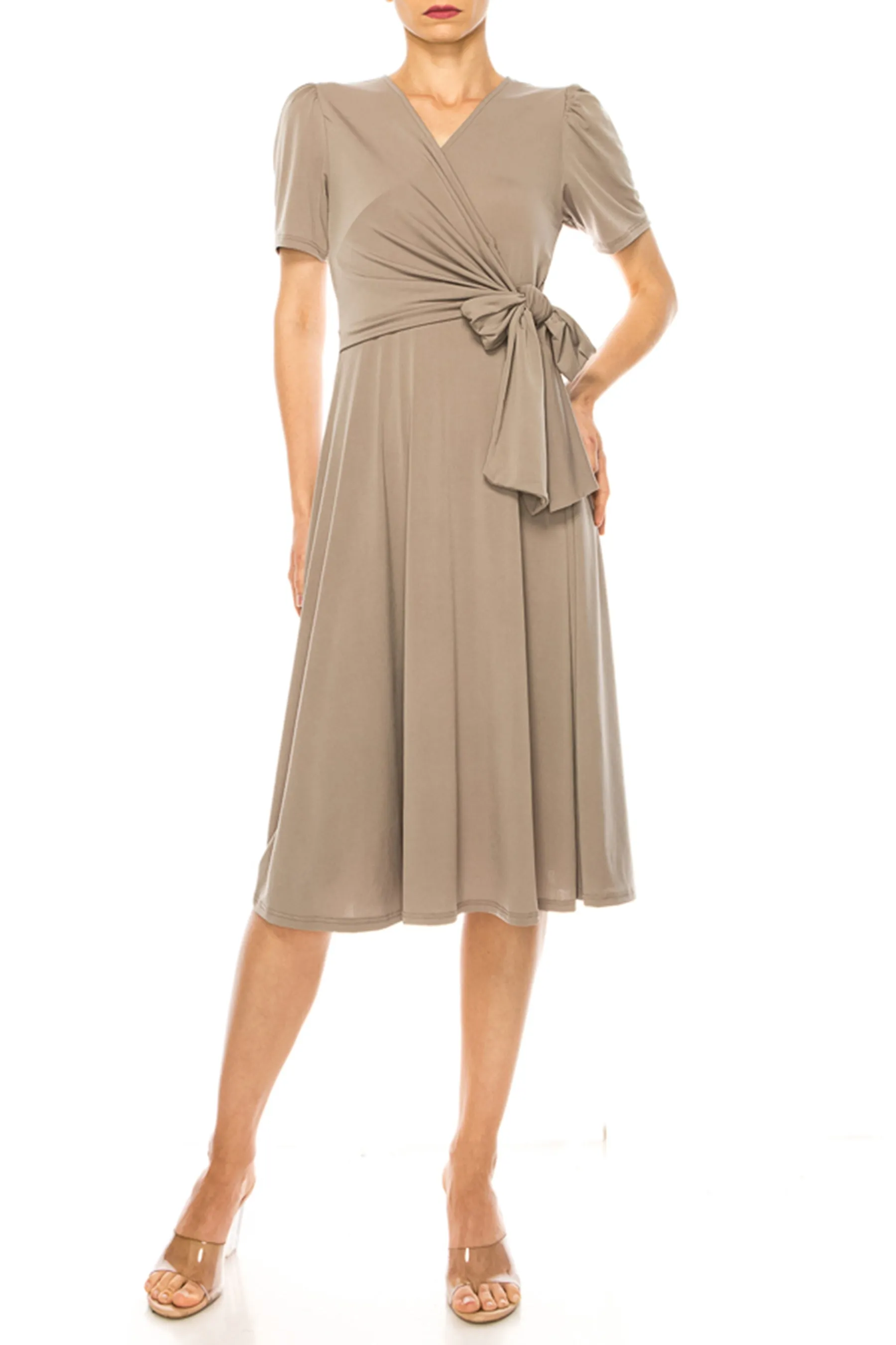 Women's Stylish Solid Faux Wrap Dress