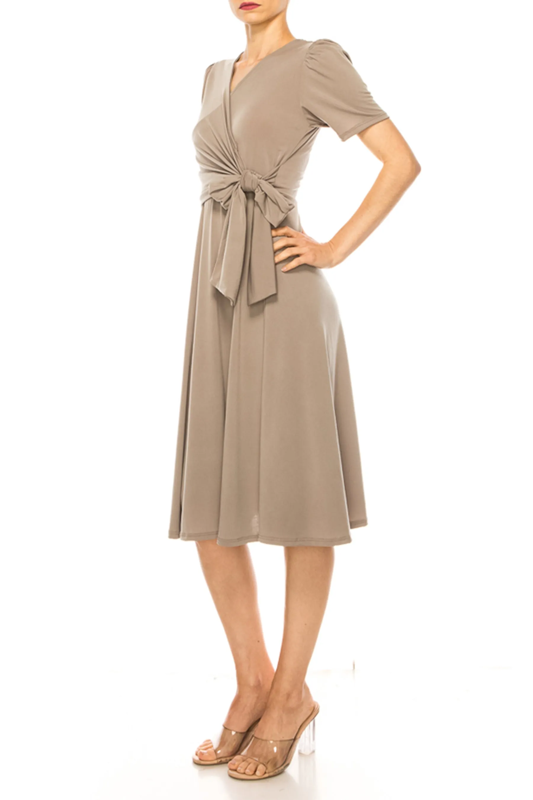 Women's Stylish Solid Faux Wrap Dress