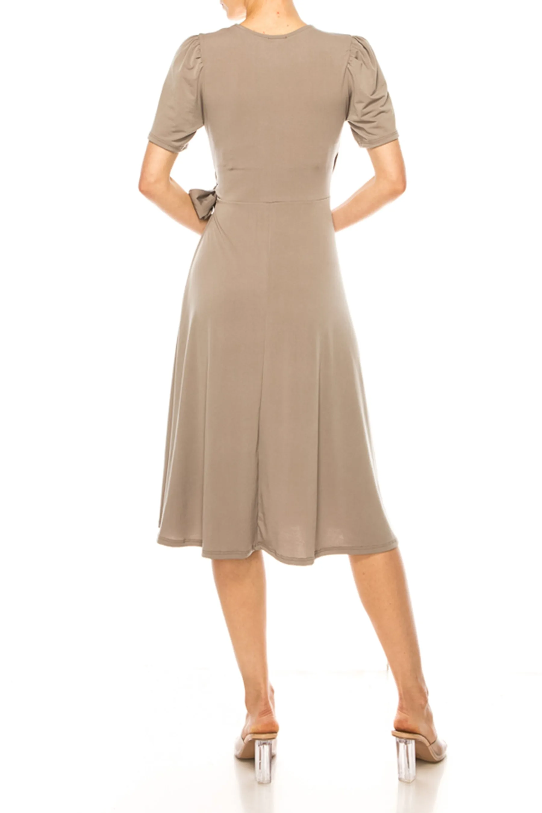 Women's Stylish Solid Faux Wrap Dress