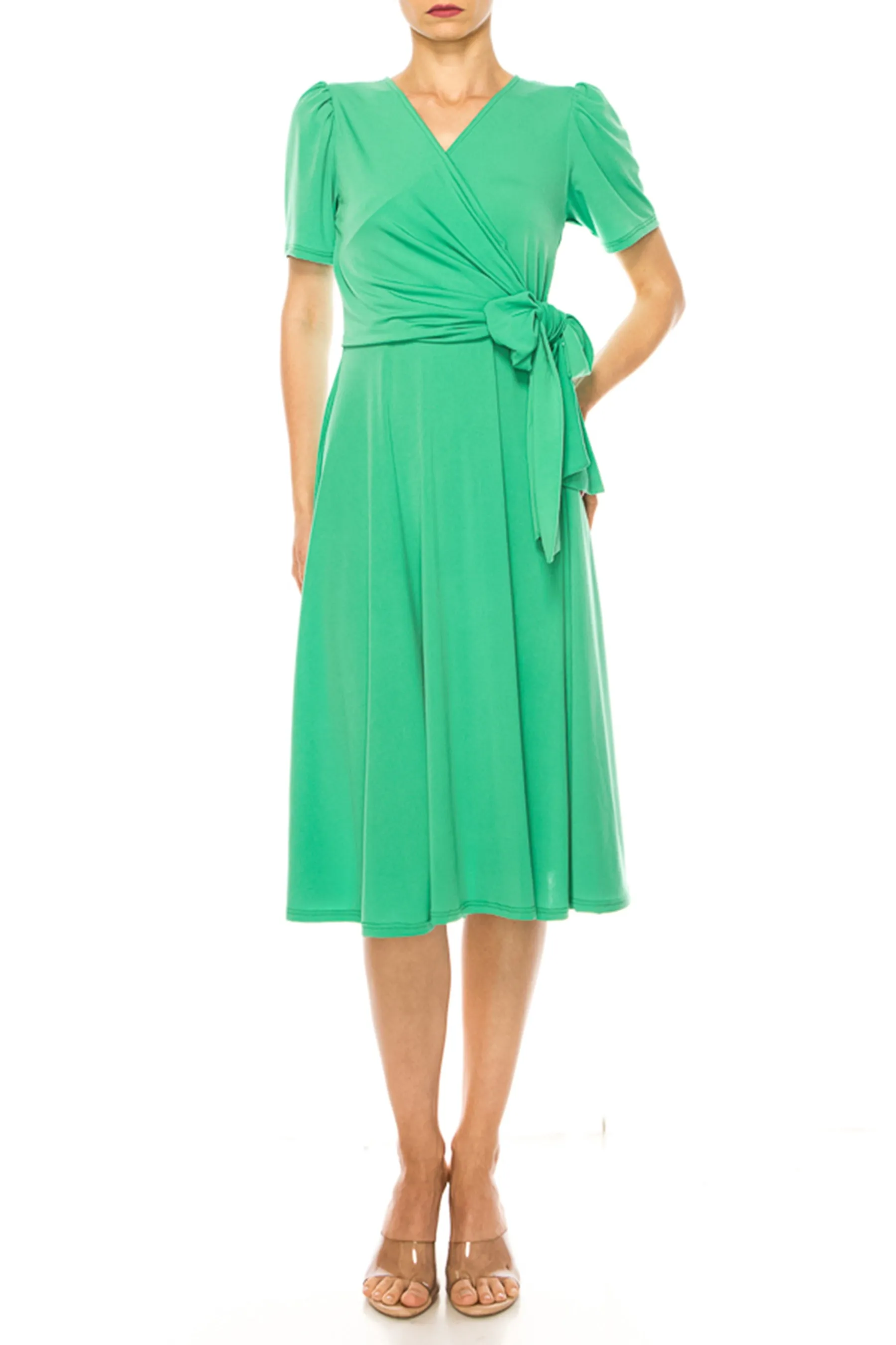 Women's Stylish Solid Faux Wrap Dress