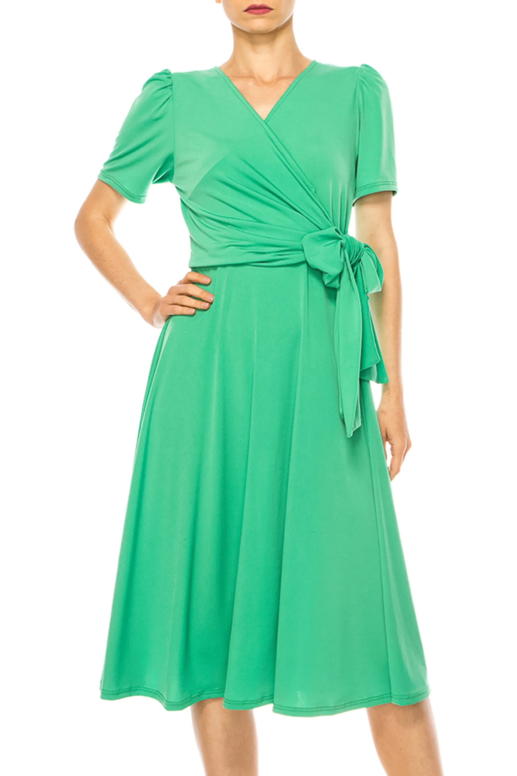Women's Stylish Solid Faux Wrap Dress