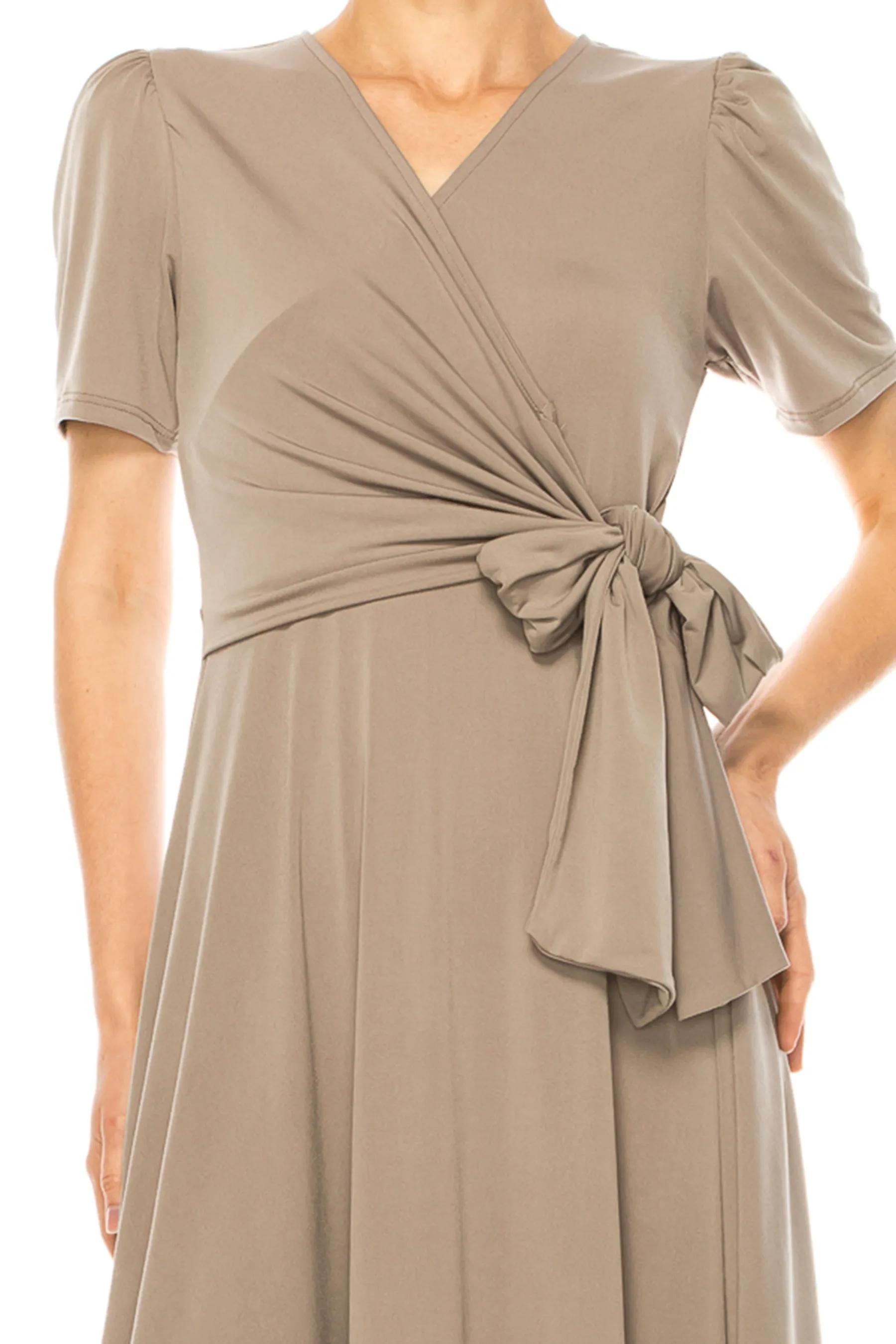 Women's Stylish Solid Faux Wrap Dress