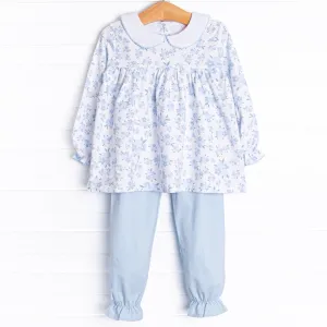 You Had Me at Hydrangea Pant Set, Blue