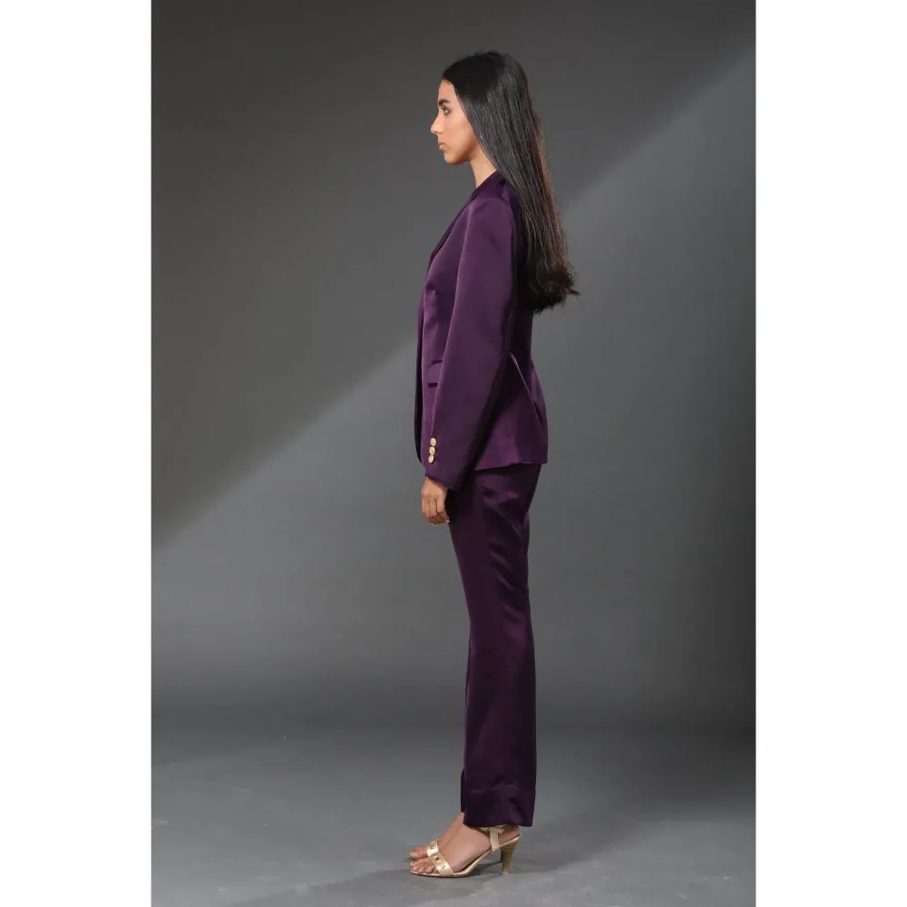 Zeefaa British Wine Purple Blazer
